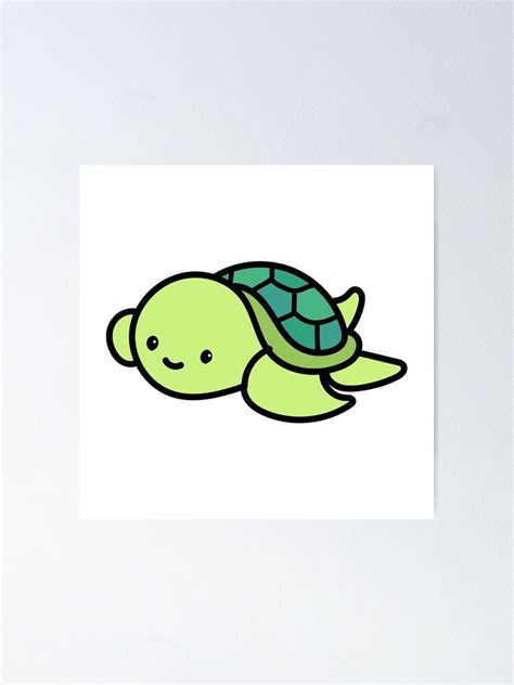 Cute Turtle Illustration Poster For Sale By Cobyc10916 Redbubble
