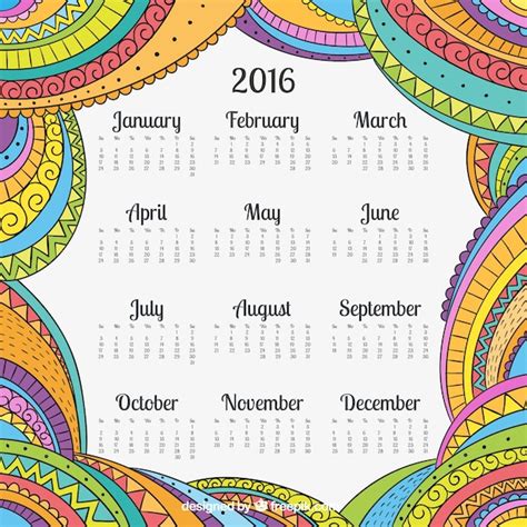 Free Vector Abstract Calendar In Colorful Style