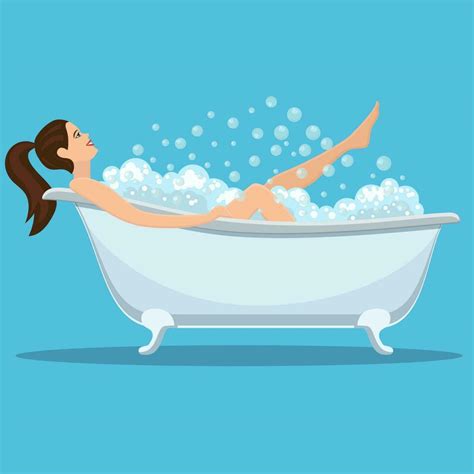 Woman Taking A Bath Relaxing Girl In Bathroom Vector Illustration In Flat Style 35884148
