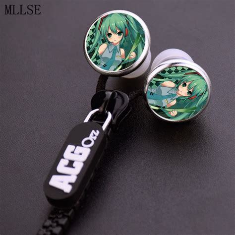 Mllse Anime Hatsune Miku Onion Zipper Cable Earphone Wired Stereo In