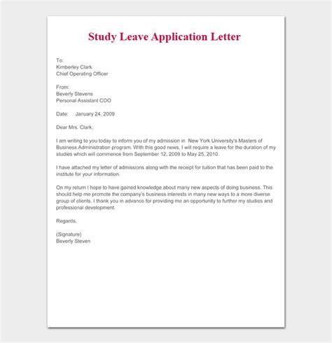Study Leave Application Letter Format How To Write A