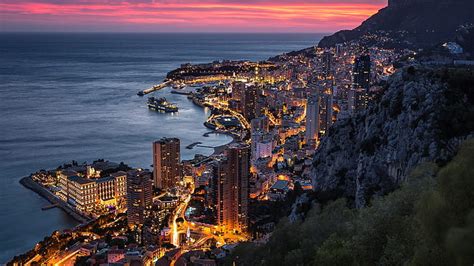 Hd Wallpaper Sea Monte Carlo Coast Monaco Promontory Cityscape