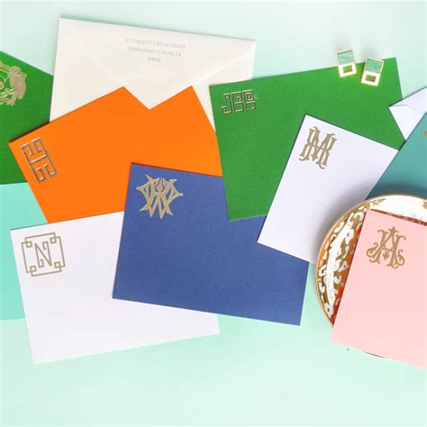 Monogrammed Flat Notecards Monogrammed Note Cards Personalized