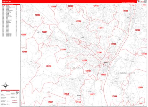 Albany New York Zip Code Maps Red Line