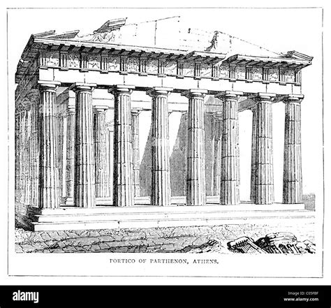 Vintage Engraving Of The Portico Of The Parthenon Athens Stock Photo