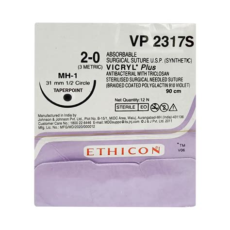 Ethicon Vicryl Plus 3 0 Absorbable Violet Braided