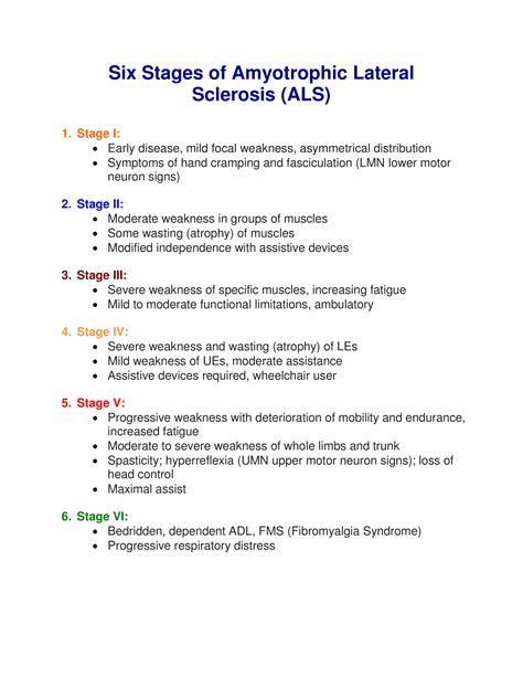 Six Stages Of Amyotrophic Lateral Sclerosis Als Occupational