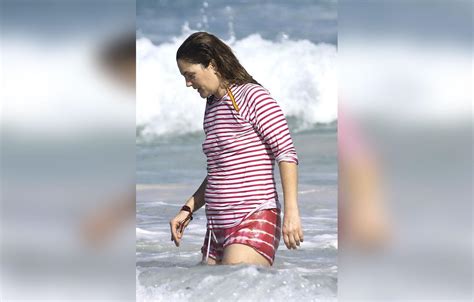 Drew Barrymore Bikini Wetsuit Boobs Belly Photos Actress Shows Off