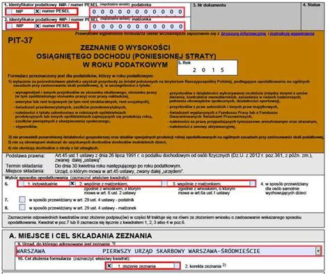 Dotyczy on zatem osób zatrudnionych na podstawie umowy o pracę, dzieło i zlecenie. Wskazanie urzędu skarbowego w PIT-37