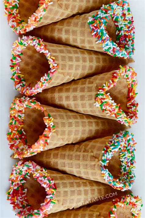 Rainbow Dipped Waffle Cones Just A Taste