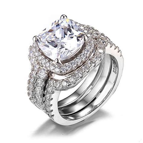 Bague 3 alliances en argent, plaqué or et plaqué or rose. JewelryPalace 5.19ct Bague de Fiançailles Femme Alliance ...