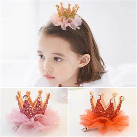 Cute Baby Girl Crown Princess Hair Clip Lace Pearl Shiny Star Headband