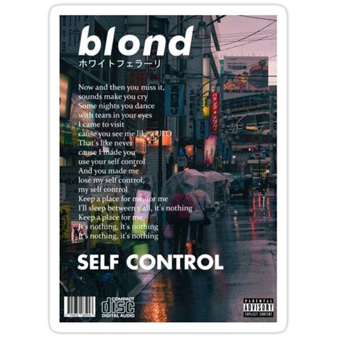 Frank Ocean Blonde Self Control Sticker For Sale By Pilowtek