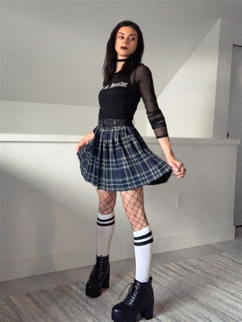 Pin By Marie Dabrat On Emo Goth Tennis Skirt Outfit Outfits