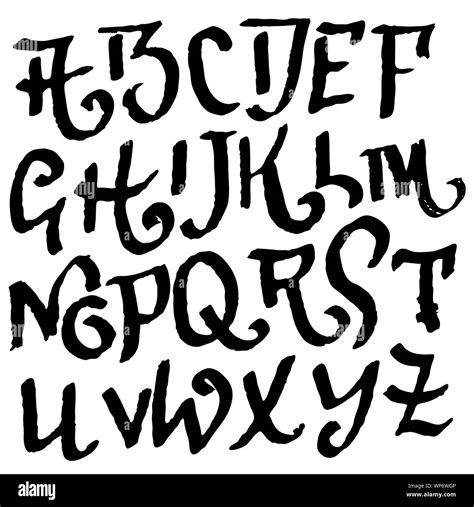 Hand Drawn Brush Font Modern Brush Lettering Grunge Style Alphabet Vector Illustration Stock