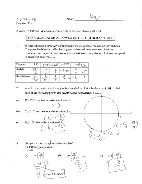 3 polynomial and rational functions. Practice Test Trig Unit 1 Answer Key | Trigonometric ...