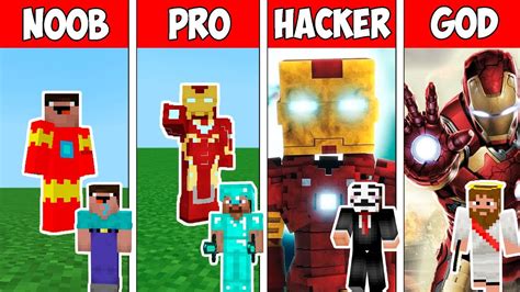 Minecraft Noob Vs Pro Vs Hacker Vs God Iron Man In