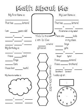 We also have some fun worksheets that just get. Math About Me Worksheet by Chastin Bravo | Teachers Pay ...