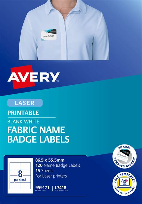 Avery® Fabric Name Badge Labels L7418 15 Avery Online Singapore