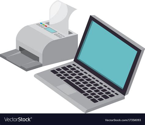 Laptop Computer With Printer Royalty Free Vector Image