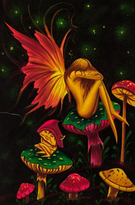 Elf And Fairy Chilling On Magic Mushrooms Psychedelic Art Hand