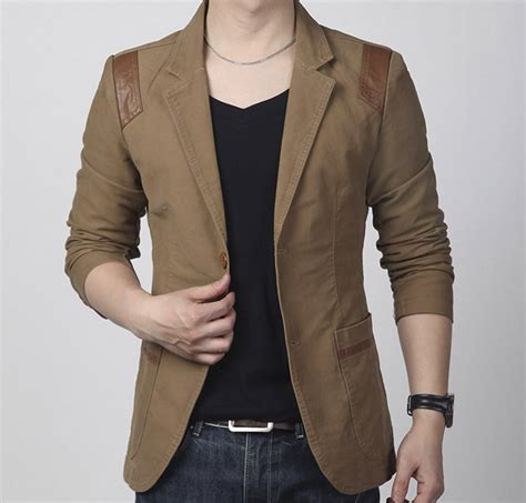 Hot New Fashion Spring And Autumn Men S Clothing Casual Slim Fit Blazer Leather Patchwork Plus
