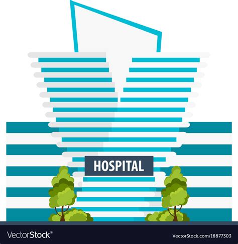 Hospital Modern Building In Flat Style Isolated Vector Image