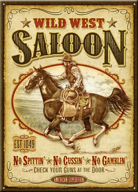 Wild West Saloon Vintage Advertisment Plaque Wild West Theme Western Saloon Western Posters