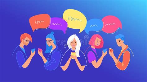 Social Media Chat And Communication Flat Vector Illustration Teenage