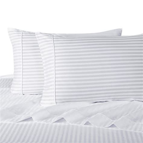 Stripe White Standard Size Pillowcases 2pc Pillow Cases 100 Cotton
