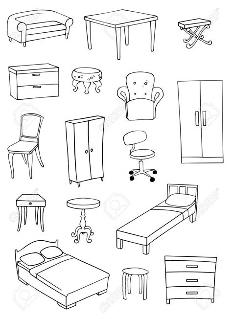 Furniture Set Stock Vector 36372597 Furniture Design Sketches