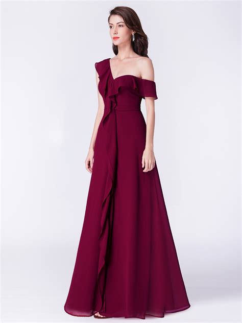 ruffles long off shoulder evening dress ever pretty ever pretty uk burgundy bridesmaid