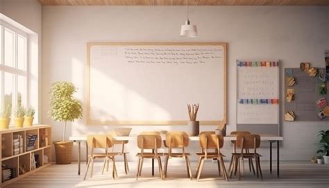 Premium Ai Image Empty Classroom With Whiteboard Template