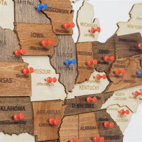 United States Travel Map Us Map Wooden Wall Art Wall Decor Etsy