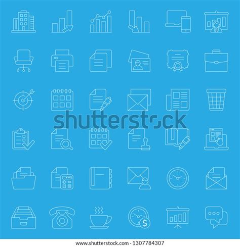 Set Office Icons Vector Illustration Stock Vector Royalty Free