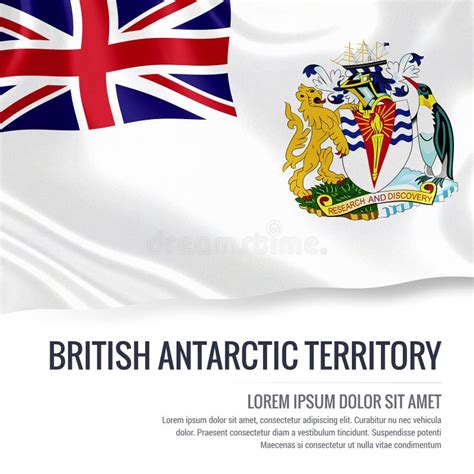 Silky Flag Of British Antarctic Territory Waving On An Isolated White