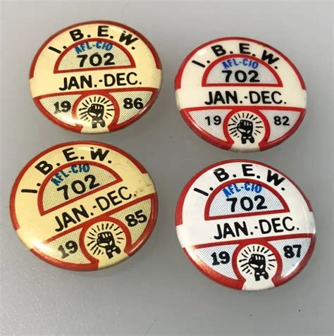 1980s Ibew Local 702 Illinois Electrical Workers Lot Of 4 Buttons Pin