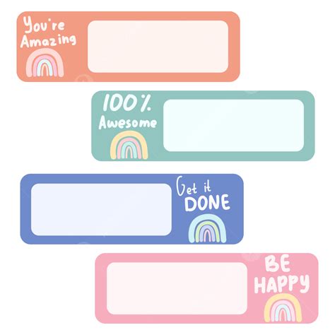 Cute Name Tag White Transparent Cute Name Tag With Rainbow