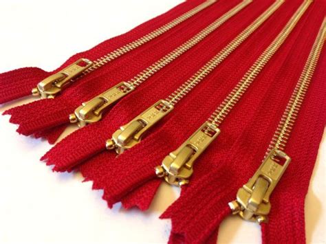 Wholesale Metal Teeth Zippers Red 10 Inch Brass By Zippershop 550