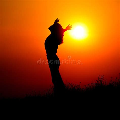 Silhouette Girl Freedom Stock Image Image Of Sunshine 87344667