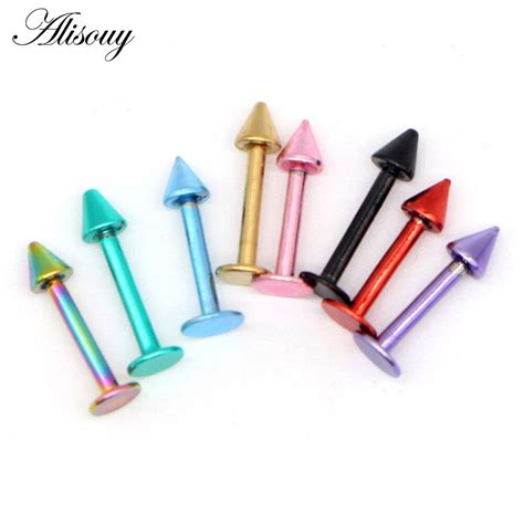 Alisouy Pc L Stainless Steel Eyebrow Navel Belly Lip Tongue Nipple Labret Ring Nose Bar
