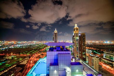 Dubai Uae December 11 2016 Night Aerial View Of Downtown Dubai