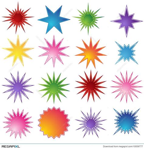Set Of 16 Starburst Shapes Shapes Shapes And Colors Stock Photos