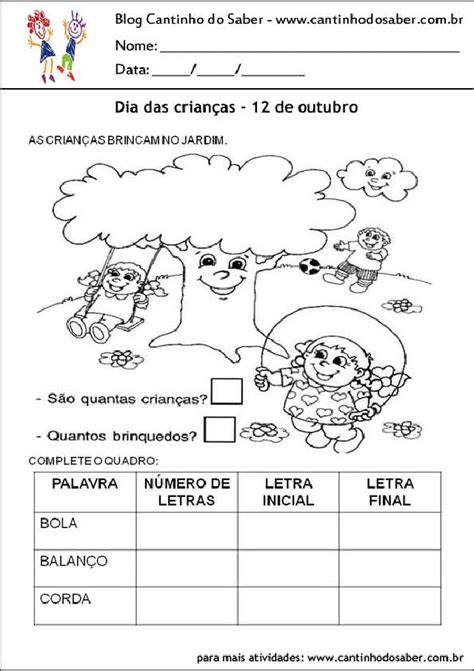 Atividade Dia Das Crianças Educação Infantil 41 Modelos Para Imprimir
