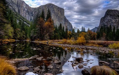 Fondos De Pantalla Bosques Ríos Otoño Eeuu Piedras Roca Yosemite