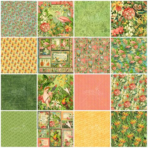 Graphic 45 Lost In Paradise 12x12 Paper Pack 16 Sheets