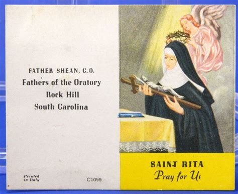 St Rita Of Cascia Vintage Prayer Card With By Queeniescollectibles