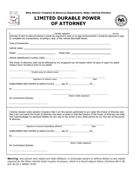 Power Of Attorney For Vehicle Transactions Medictyred