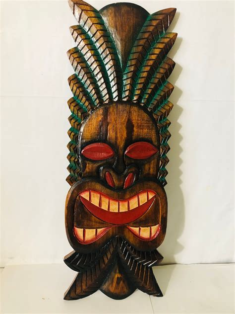 Tiki Masks Flat Wall Hanging Symbolism For Protection And Good
