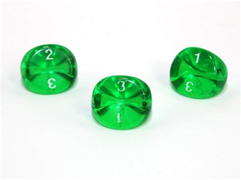 Translucent Polyhedral Greenwhite D3 Pt0305 3 Sided Dice